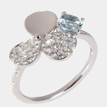 商品Tiffany & Co. Paper Flowers Platinum Diamond Aquamarine Ring EU 56图片