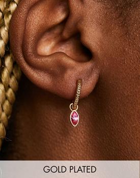商品Orelia | Orelia huggie hoop earrings with Swarovski navette crystal in gold plate,商家ASOS,价格¥259图片