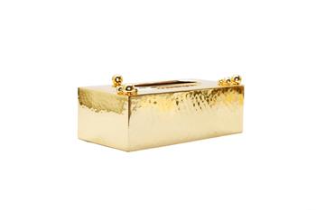 商品Gold Hammered Tissue Box with Ball Design图片