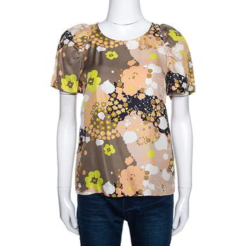 推荐See by Chloe Multicolor Floral Printed Silk Short Sleeve Top S商品