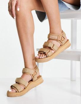 推荐Shaka Neo Bungy flat sandals with double strap in tan商品