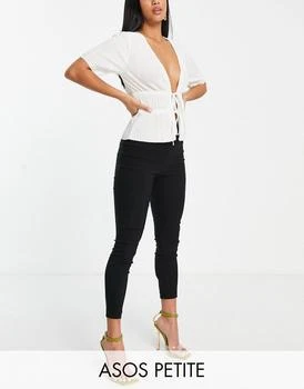 ASOS | ASOS DESIGN Petite high waist trousers skinny fit in black 6.5折, 独家减免邮费