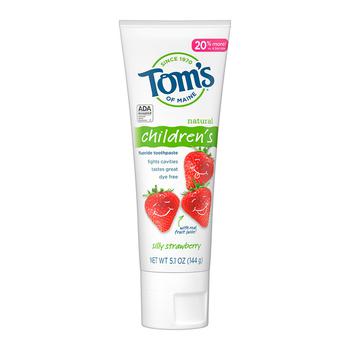 商品Toms Of Maine Childrens Natural Fluoride Toothpaste, Silly Strawberry - 5.1 Oz图片