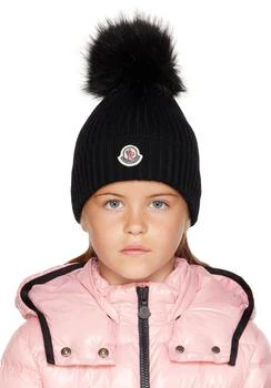 Moncler | Kids Black Pom Pom Beanie,商家SSENSE CA,价格¥1790