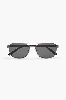 MONTBLANC Aviator-style gunmetal-tone sunglasses