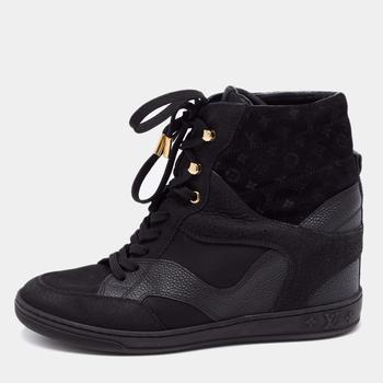 lv鞋真假, [二手商品] Louis Vuitton | Louis Vuitton Black Monogram Empreinte Suede and Leather High-Top Sneakers Size 37.5商品图片 9.7折, 满1件减$100, 满减