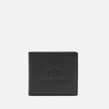 推荐Armani Exchange Men's Bifold Embossed Leather Wallet - Black商品