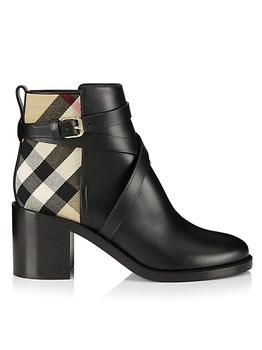 burberry鞋新款, Burberry | New Pryle House Check & Leather Ankle Boots商品图片 