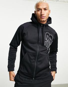 推荐New Balance Tenacity zip thru hoodie with logo in black商品
