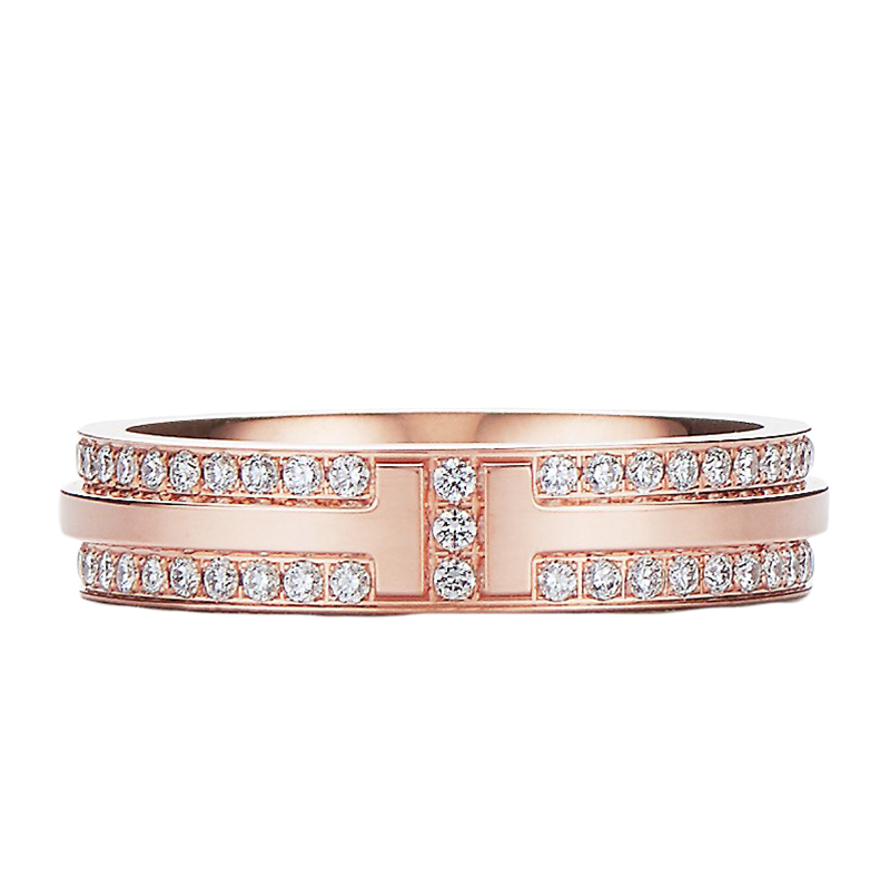 Tiffany & Co. |   Tiffany & Co./蒂芙尼 18K金 玫瑰金 铺镶钻石窄式戒指 GRP09681商品图片,8.7折×额外9.8折, 包邮包税, 额外九八折