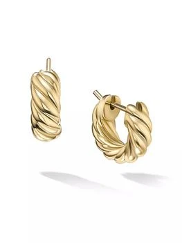 David Yurman | Sculpted Cable Hoop Earrings in 18K Yellow Gold, 14.4MM,商家Saks Fifth Avenue,价格¥14628
