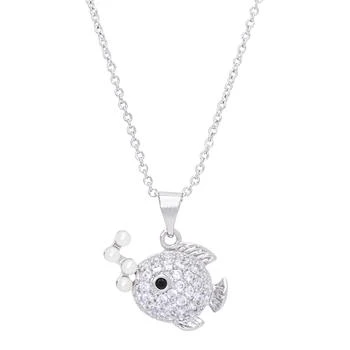 Macy's | Simulated Pearl Cubic Zirconia Fish Pendant 18" Necklace in Silver Plate,商家Macy's,价格¥203