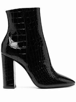 推荐Saint L AU Rent Women's  Black Leather Ankle Boots商品