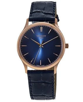 Tissot | Tissot T-Gold Excellence 18kt Gold Blue Dial Blue Leather Strap Men's Watch T926.410.76.041.00 7.1折
