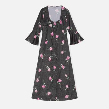 Ganni Floral-Print Crinkled Satin Midi Dress product img