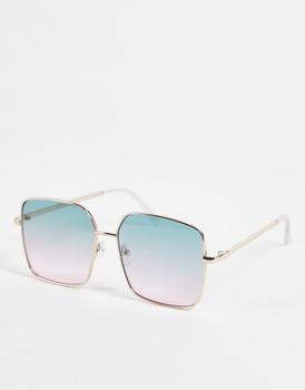 ASOS | ASOS DESIGN oversized 70s sunglasses in metal frame with ocean lens商品图片,5.9折