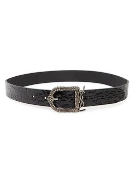 ysl腰带真假, Yves Saint Laurent | Celtic Croc-Embossed Leather Belt商品图片 