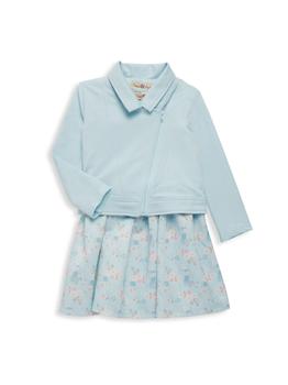 推荐Little Girl's 2-Piece Sleeveless Floral-Print Dress & Solid-Hued Jacket Set商品