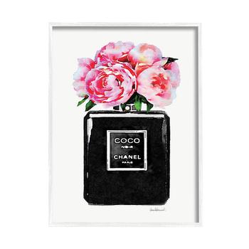 加拿大小黑瓶, Stupell Industries | Glam Perfume Bottle Flower Black Peony Pink White Framed Giclee Texturized Art, 24" x 30"商品图片 