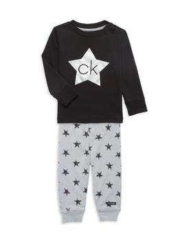 推荐Baby Boy's 2 Piece Logo Tee & Star Print Joggers商品