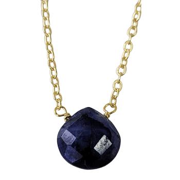 商品A Blonde and Her Bag | Stephanie Delicate Drop Necklace in Sapphire Brass Chain SHORT / GOLD COLORED BRASS,商家Verishop,价格¥134图片