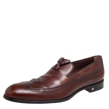 lv男鞋官网, [二手商品] Louis Vuitton | Louis Vuitton Brown Leather Tassel  Brogue Detail Loafers Size 45商品图片 8.2折, 满1件减$100, 满减