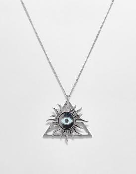 Reclaimed Vintage | Reclaimed Vintage inspired unisex statement sun eye necklace in silver商品图片,额外9.5折, 额外九五折