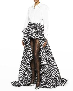 Just Cavalli | Zebra Asymmetric Ruffled Maxi Skirt商品图片,