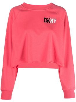 推荐DKNY - Cotton Rhinestone Icon Logo Cropped Pullover商品