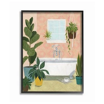 Stupell Industries | Peach Walls Bathroom Oasis Scene with Fiddle Leaf Plants Framed Texturized Art, 16" L x 20" H,商家Macy's,价格¥737