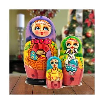 G.DeBrekht | Basket Matreshka Holiday Nesting Hand-Painted Doll, Set of 3,商家Macy's,价格¥311