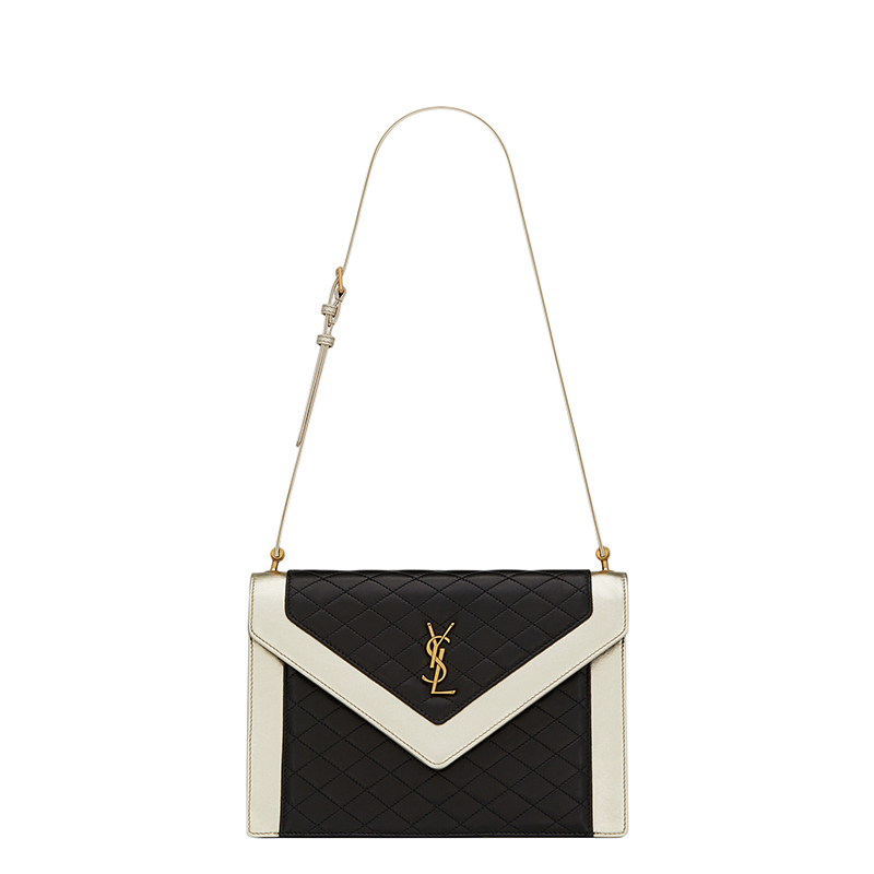 ysl包评价, Yves Saint Laurent |  SAINT LAURENT PARIS/圣罗兰 YSL  GABY系列 女士黑色拼色羊皮革金银丝皮革手提单肩腋下包商品图片 7.5折×额外9.5折, 包邮包税, 额外九五折