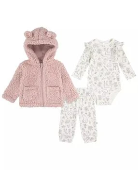 Huggies | Baby Girls Sherpa Jacket, Bodysuit and Pants 3-Piece Set,商家Macy's,价格¥155