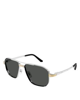 Cartier | Santos Evolution Platinum & 24K Gold Plated Navigator Sunglasses, 59mm商品图片,额外9.5折, 额外九五折