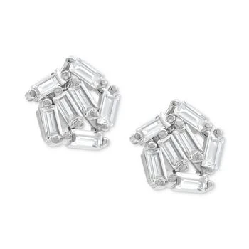ADORNIA | Rhodium-Plated Rectangle Crystal Cluster Stud Earrings 独家减免邮费
