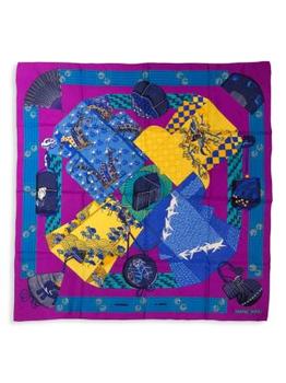 [二手商品] Hermes | Hermès Carré Kimonos Inros Scarf In Purple Blue Silk商品图片,