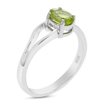 Vir Jewels | 0.70 cttw Oval Shape Peridot Ring in .925 Sterling Silver with Rhodium Plating,商家Premium Outlets,价格¥295