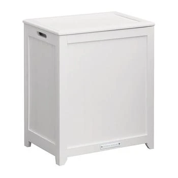 Oceanstar White Finished Rectangular Laundry Wood Hamper with Interior Bag