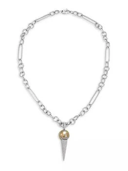 Samira 13 | 18K White Gold, Tahitian Pearl, & 0.83 TCW Diamond Pyramid Pendant Necklace,商家Saks Fifth Avenue,价格¥61436