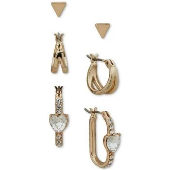 Karl Lagerfeld Paris | Gold-Tone 3-Pc. Set Crystal Heart Stud & Hoop Earrings,商家Macy's,价格¥283