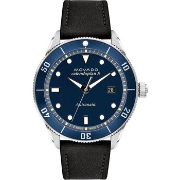 Movado | Men's Swiss Automatic Heritage Calendoplan Black Leather Strap Watch 43mm商品图片,