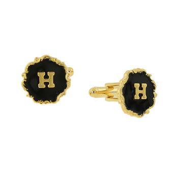 商品Jewelry 14K Gold-Plated Enamel Initial H Cufflinks图片