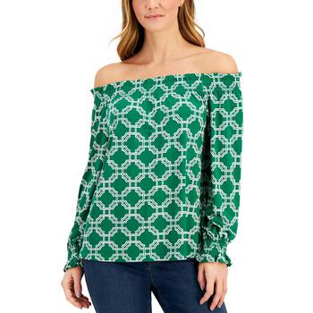 Charter Club | Off-The-Shoulder Printed Top, Created for Macy's商品图片,2.8折