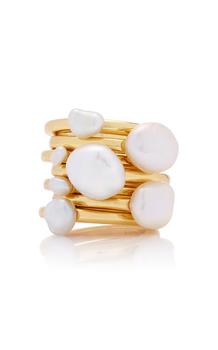 商品Cult Gaia - Women's Irma Gold-Tone Pearl Ring Set - Gold - L - Moda Operandi - Gifts For Her图片
