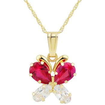 商品Macy's | Lab-Created Ruby (1 ct. t.w.) & Lab-Created White Sapphire (5/8 ct. t.w.) Butterfly 18" Pendant Necklace in 14k Gold,商家Macy's,价格¥1537图片