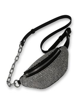 alexander wang腰包, Alexander Wang | Attica Soft Mini Fanny Pack, White Rhinestone Mesh商品图片 