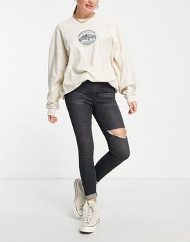 冬装topshop jamie, Topshop | Topshop Jamie thigh rip jean in washed black商品图片 