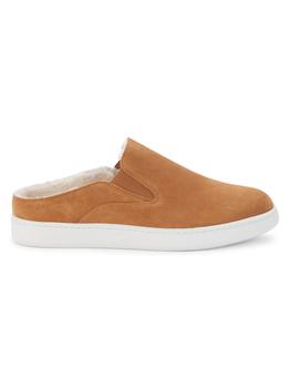 加拿大vince鞋, Vince | Verrell Suede & Shearling-Lined Backless Slip-On Sneakers商品图片 1.7折