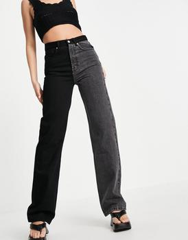 美国Topshop, Topshop | Topshop 90s straight colour block jeans in washed black商品图片 5折