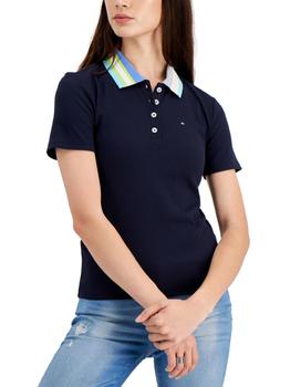 Tommy Hilfiger | Womens Striped Ribbed Polo Top商品图片,4.4折